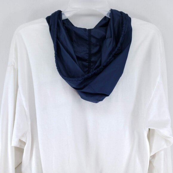 Tommy Hilfiger Crop Pullover Womens Size Small White Blue Drawstring Waist - Picture 4 of 7